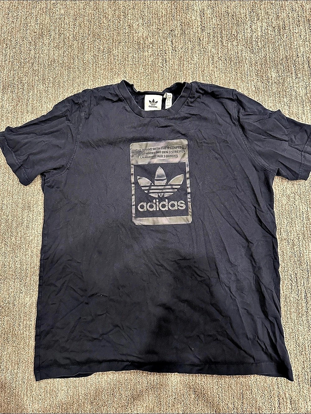adidas Originals Big Trefoil Boxy Tee Graphic Tee Black Large